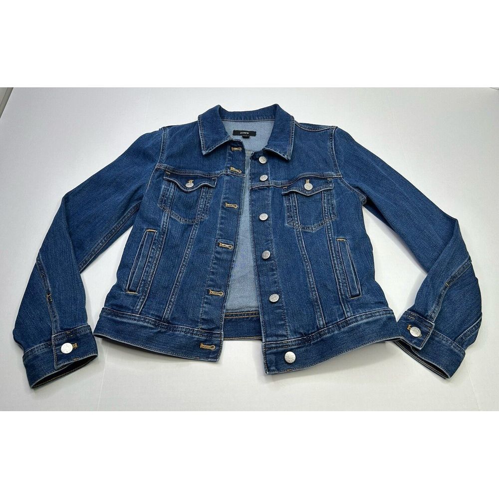 J CREW Classic Denim Jean Jacket Women's XS Stretch With Pockets